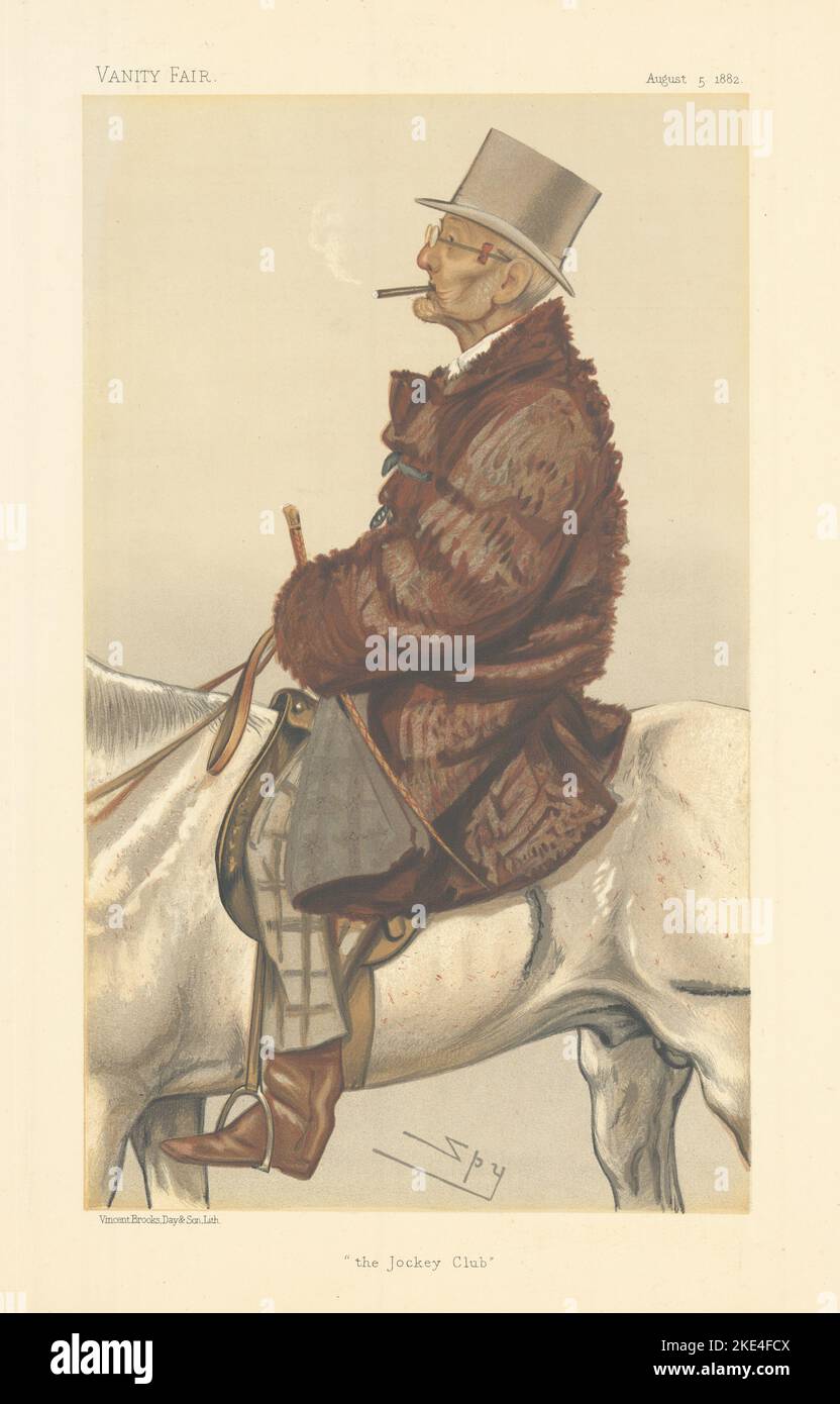 VANITY FAIR SPY CARTOON Frederick Barne 'the Jockey Club'. Sport rider 1882 Stock Photo