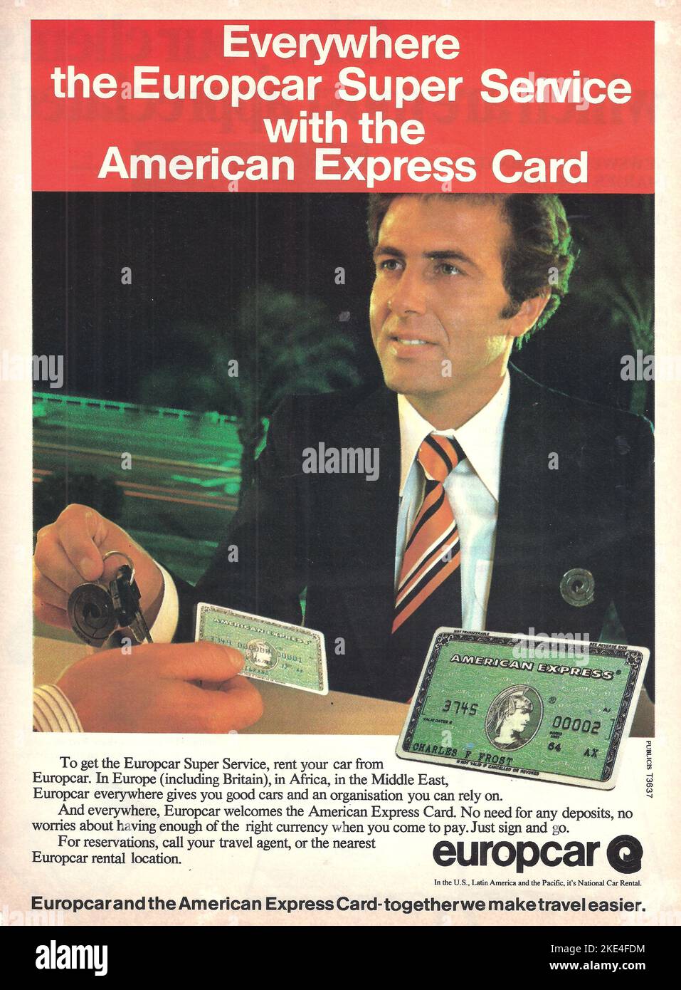 American Express card, magazine advertisement Europcar Super Service with the American Express Card Stock Photo