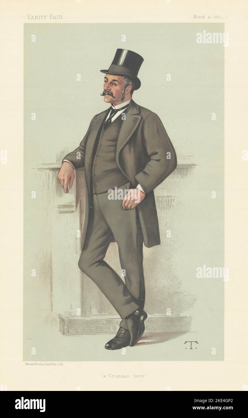 VANITY FAIR SPY CARTOON Maj-General Edwyn Sherard Burnaby 'a Crimean hero' 1883 Stock Photo