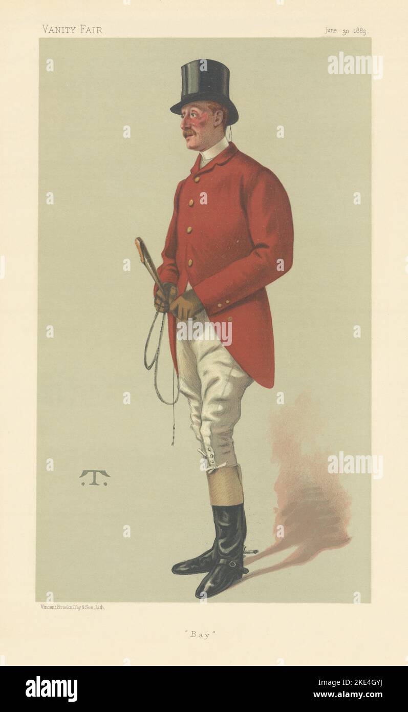 VANITY FAIR SPY CARTOON Capt William George Middleton 'Bay' Fox hunter 1883 Stock Photo