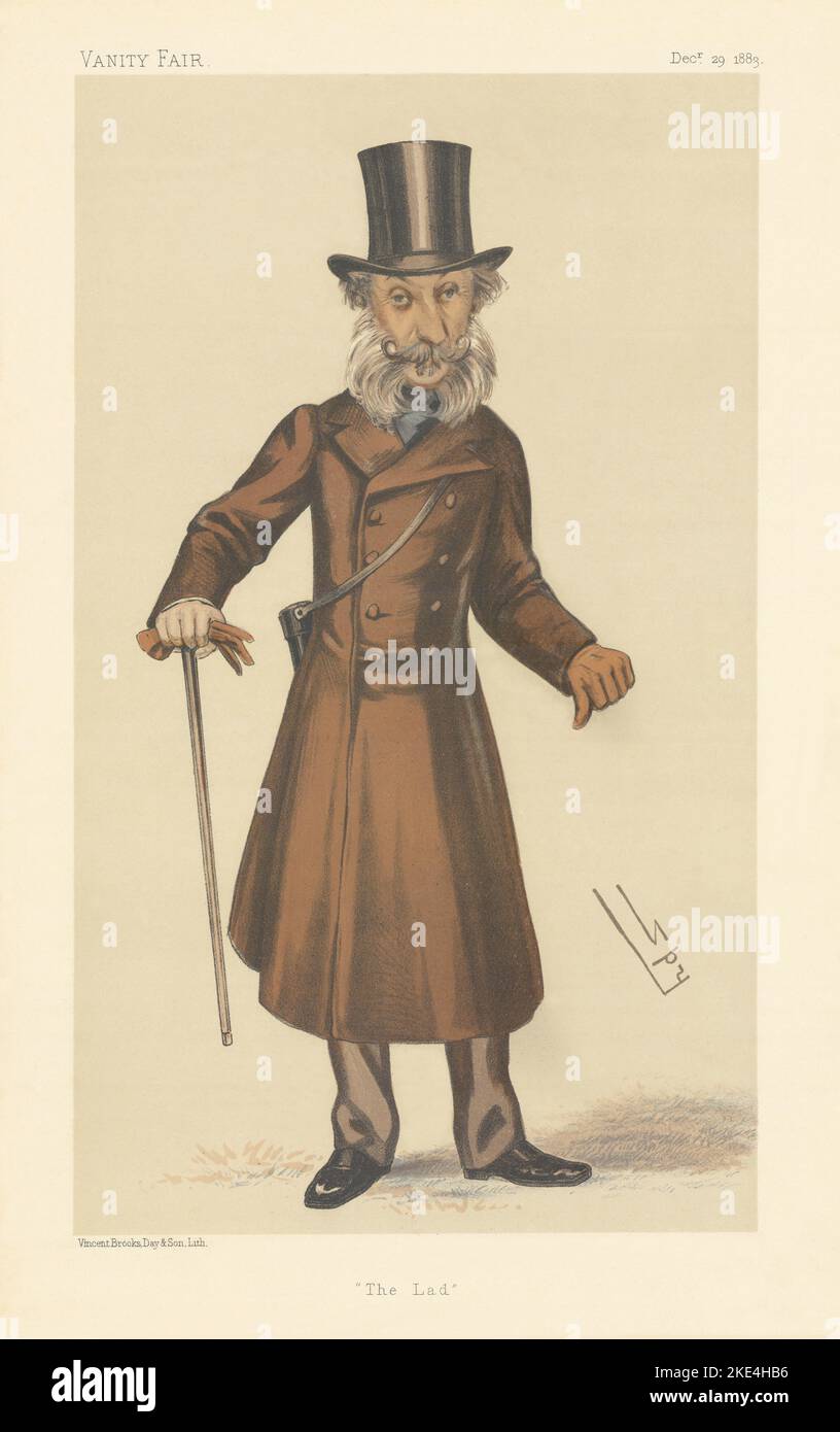 VANITY FAIR SPY CARTOON Lt-Col Henry Townshend Forester 'The Lad' Racing 1883 Stock Photo