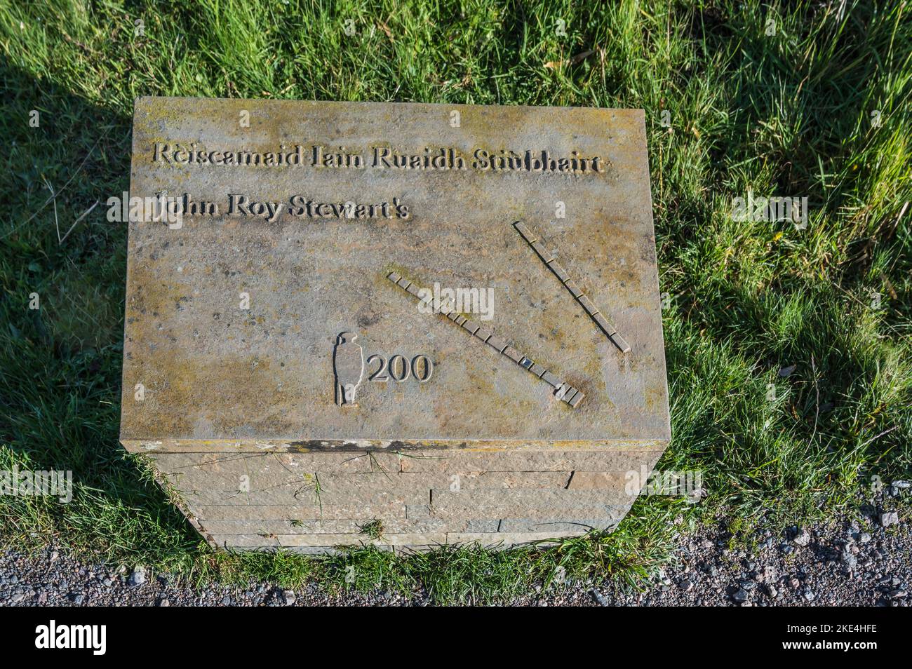 The image is of memorial stones giving the location of various Clans on the Culloden Moor battlefield near Inverness is where in 1746, Stock Photo