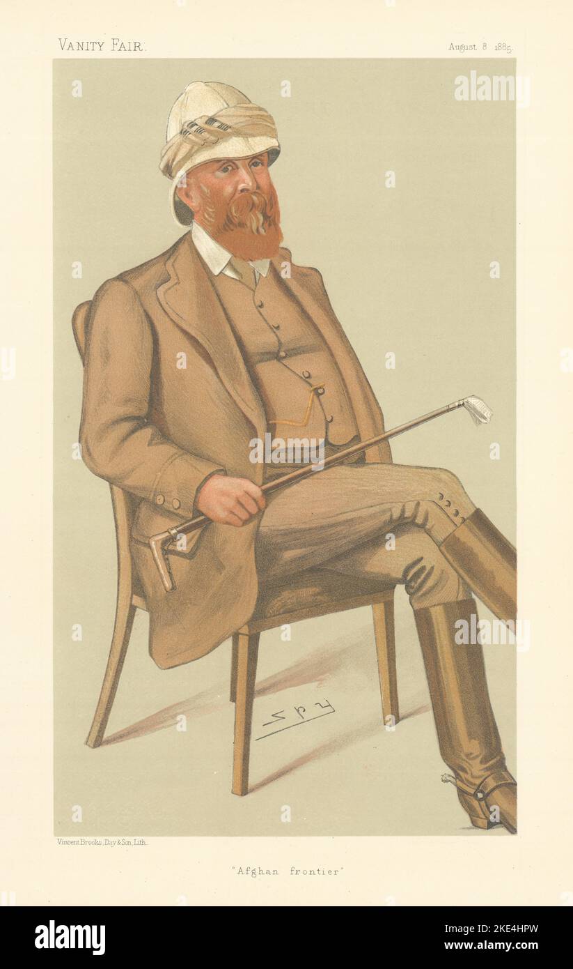 VANITY FAIR SPY CARTOON Major-General Peter Stark Lumsden 'Afghan frontier' 1885 Stock Photo