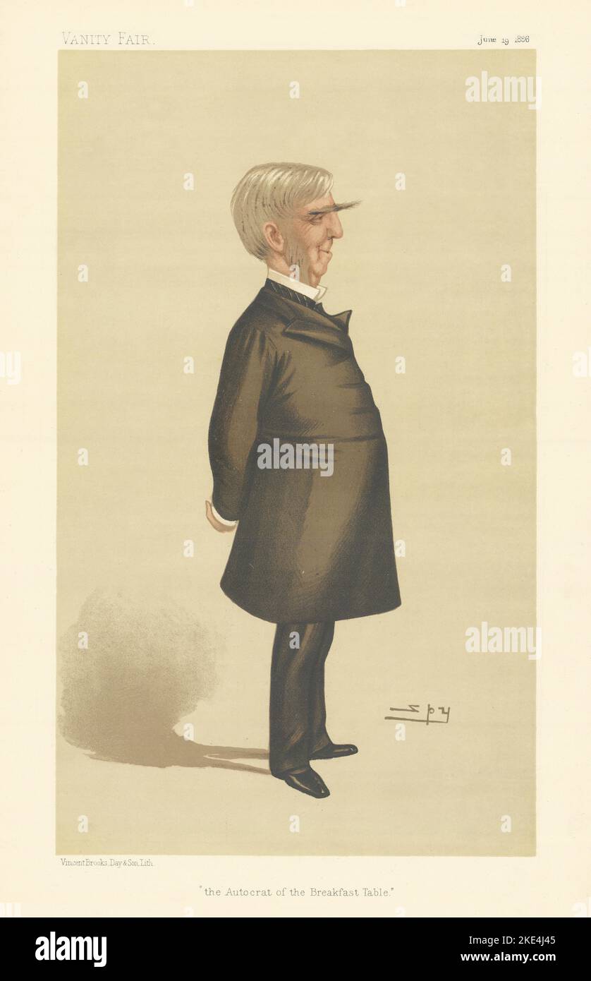 VANITY FAIR SPY CARTOON Oliver Wendell Holmes Sr 'the Autocrat of the…' 1886 Stock Photo