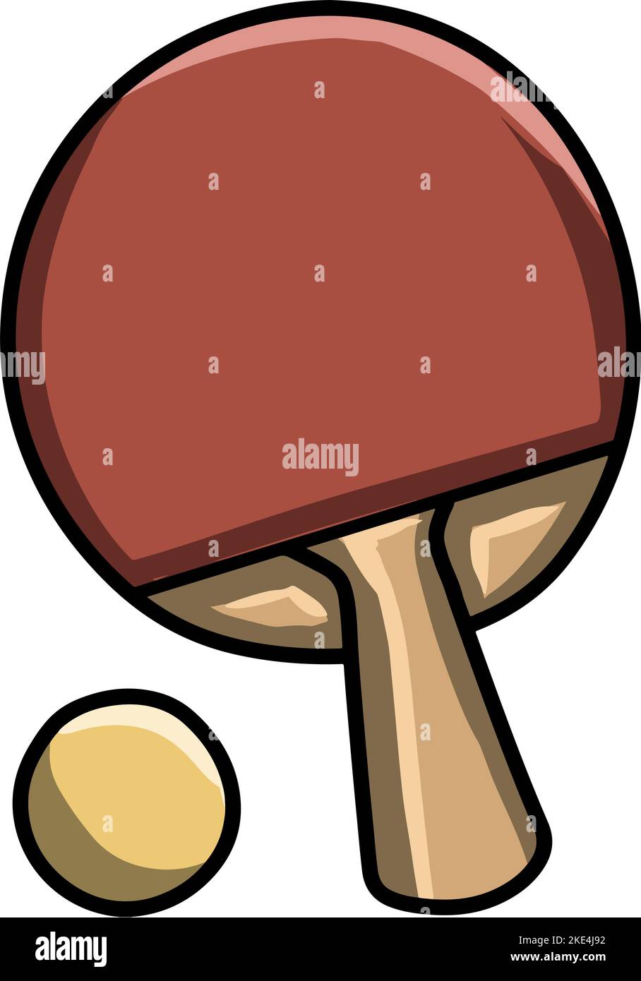 A cartoon table tennis racket and ball icon isolated on white ...