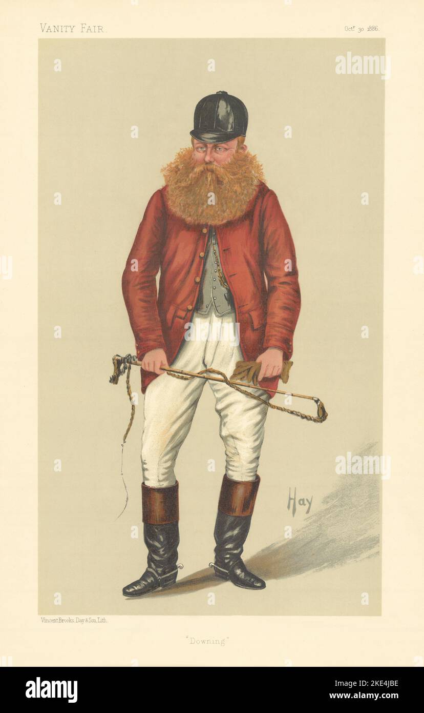 VANITY FAIR SPY CARTOON John Perkins 'Downing' Fox hunter. By Hay 1886 print Stock Photo