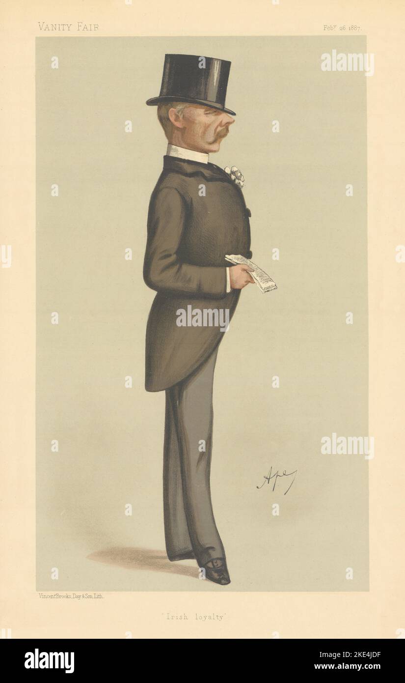 VANITY FAIR SPY CARTOON Col Edward James Saunderson 'Irish loyalty' Ireland 1887 Stock Photo