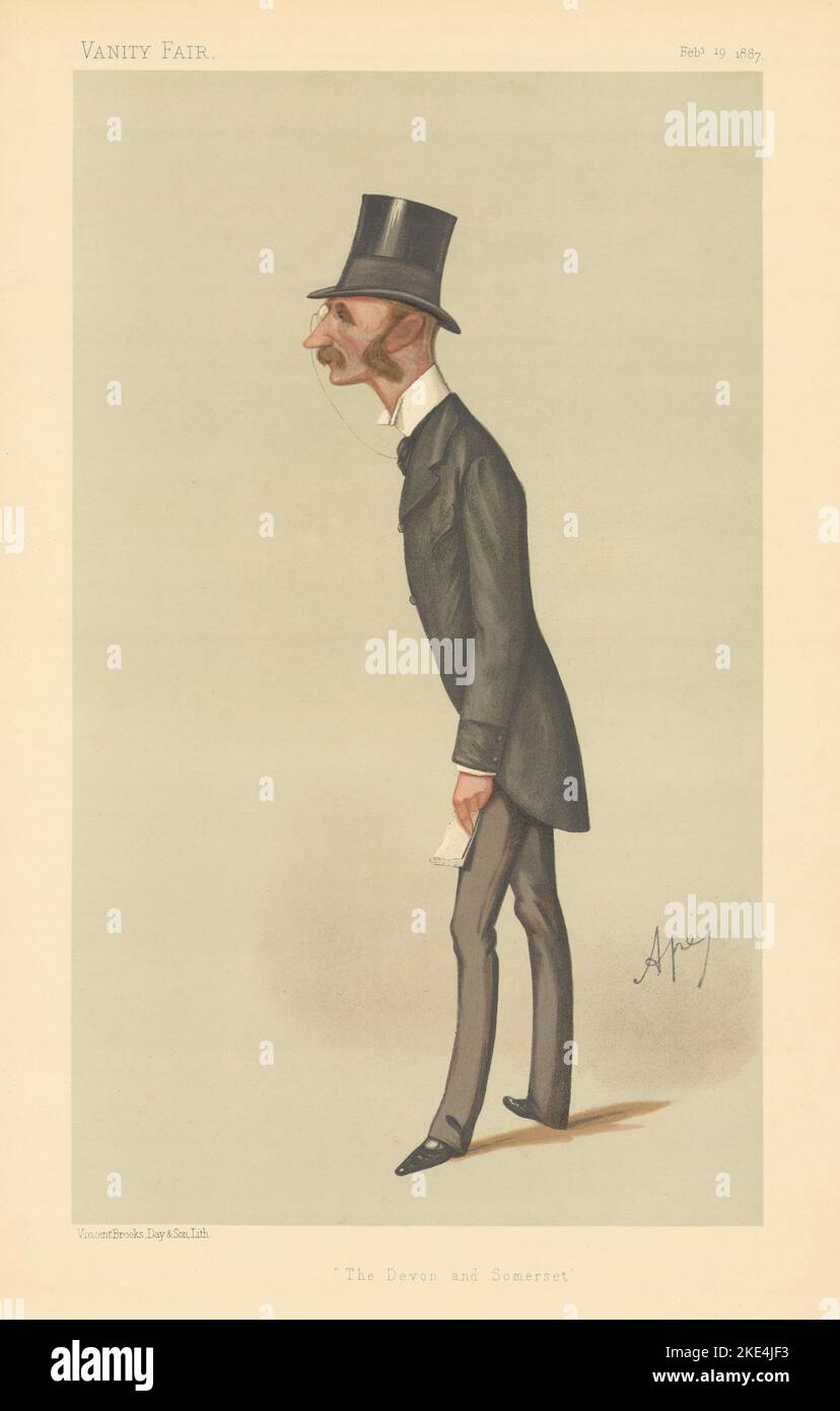 VANITY FAIR SPY CARTOON The Viscount Ebrington 'The Devon & Somerset'. Ape 1887 Stock Photo