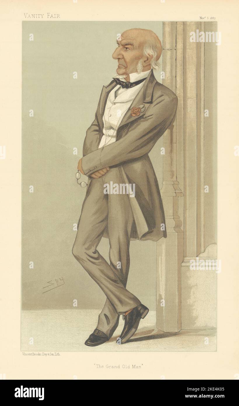 VANITY FAIR SPY CARTOON William Ewart Gladstone 'The Grand Old Man' PM 1887 Stock Photo