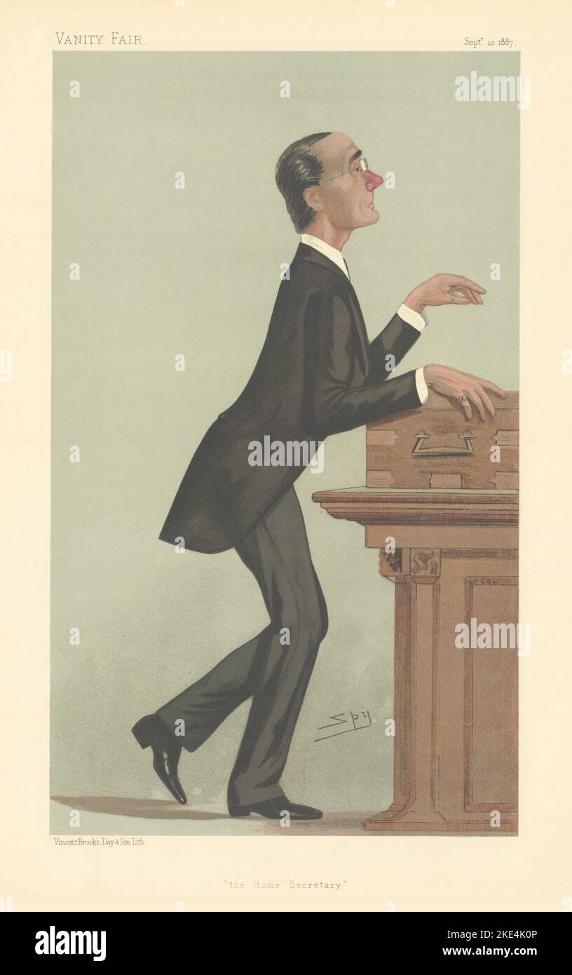 VANITY FAIR SPY CARTOON Henry Matthews QC 'The Home Secretary'. Politics 1887 Stock Photo