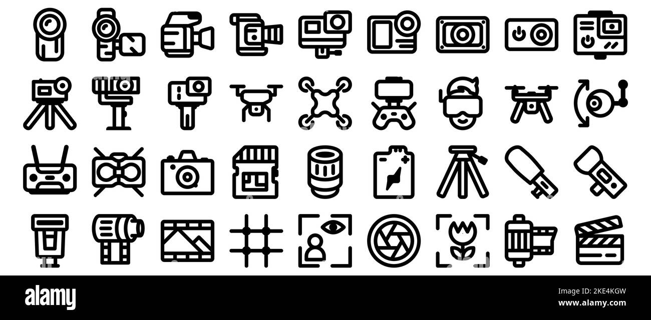 Photo and video line icons set. Air Drone vector line icon. Simple vector icons eps10 Stock Vector