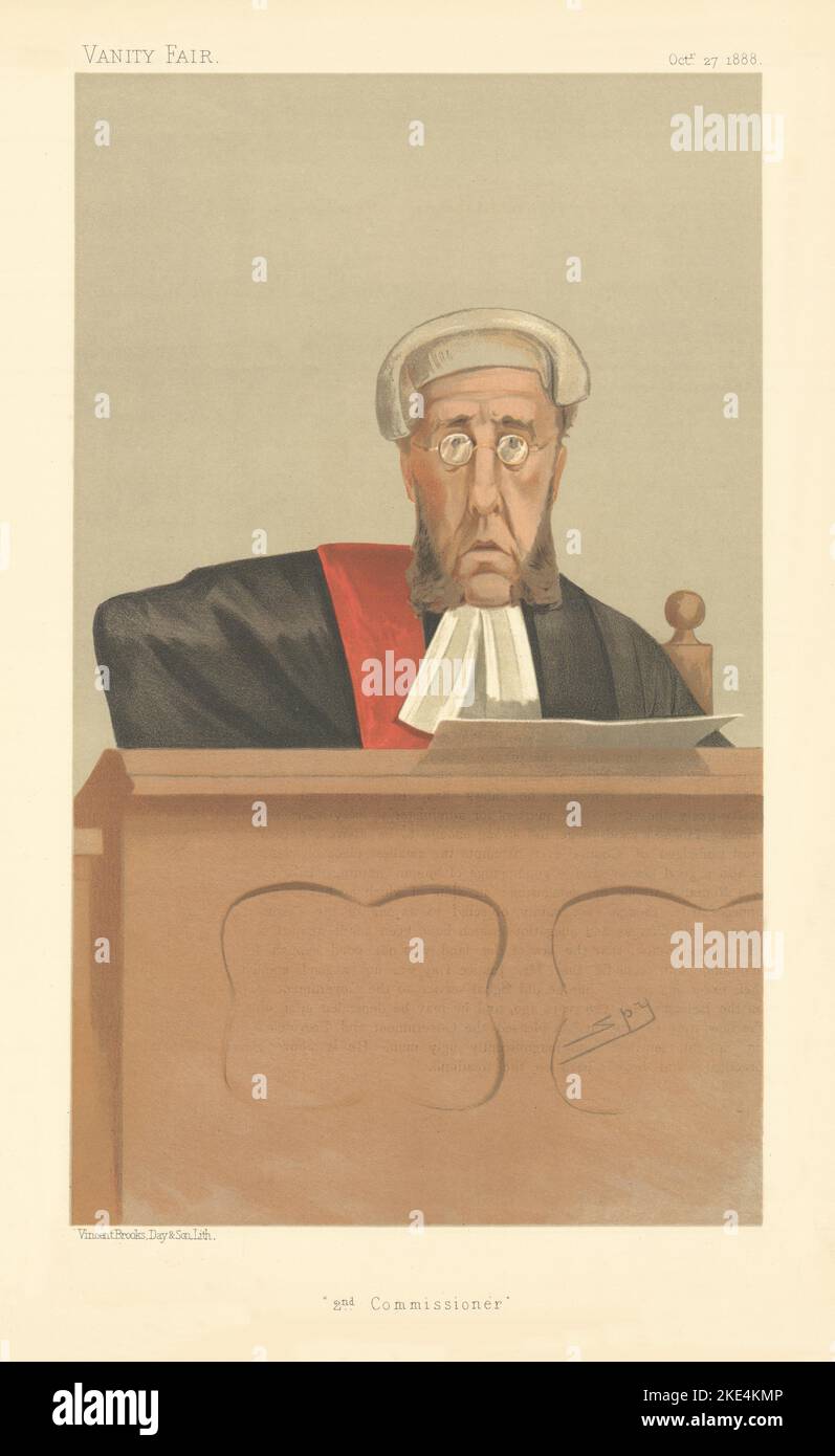 VANITY FAIR SPY CARTOON Sir John Charles Day '2nd Commissioner' Judge. Law 1888 Stock Photo