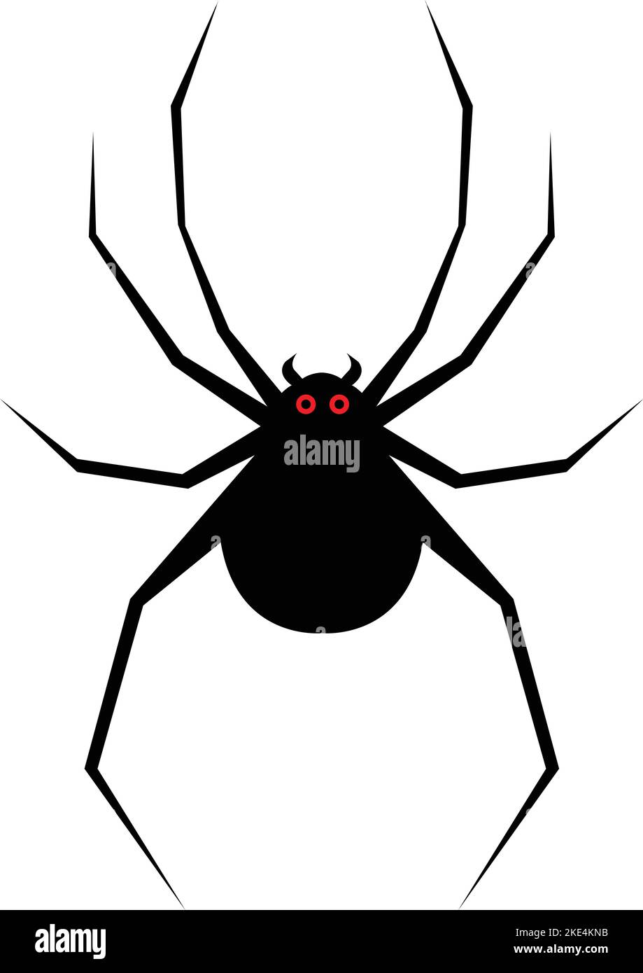A scary black spider isolated on a white background Stock Vector Image