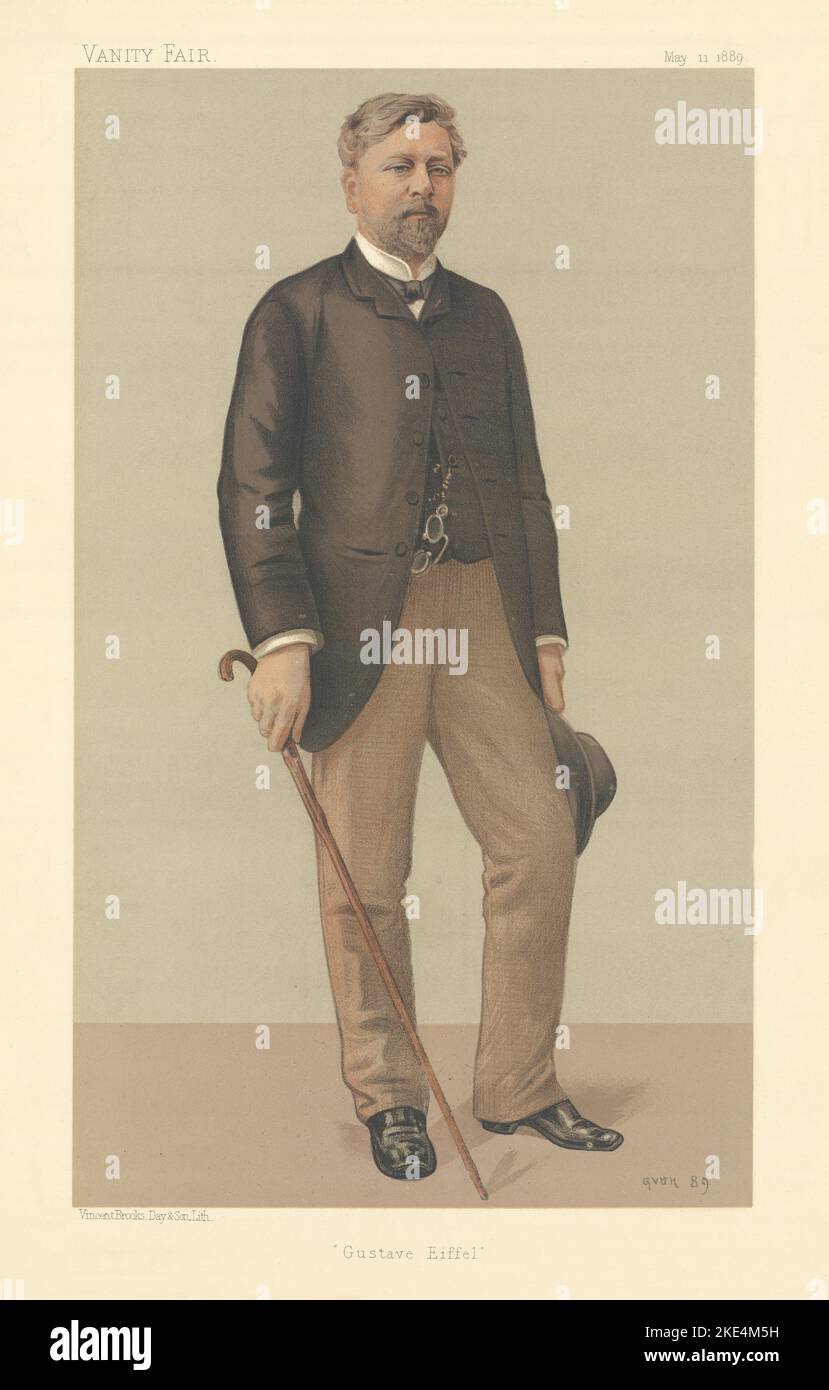 VANITY FAIR SPY CARTOON Alexandre 'Gustave Eiffel'. Engineer. Eiffel Tower 1889 Stock Photo