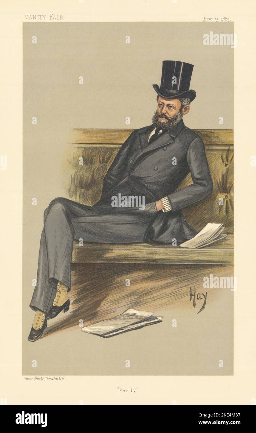 VANITY FAIR SPY CARTOON Baron Ferdinand de Rothschild 'Ferdy' Banking 1889 Stock Photo
