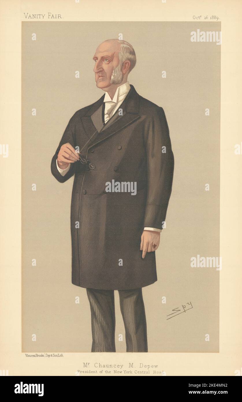 VANITY FAIR SPY CARTOON Chauncey Depew '…the New York Central Railroad' 1889 Stock Photo