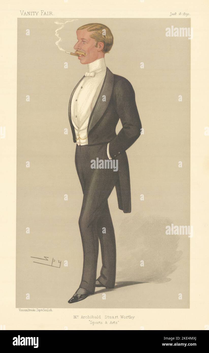 VANITY FAIR SPY CARTOON Archibald John Stuart-Wortley 'Sports & Arts'  1890 Stock Photo