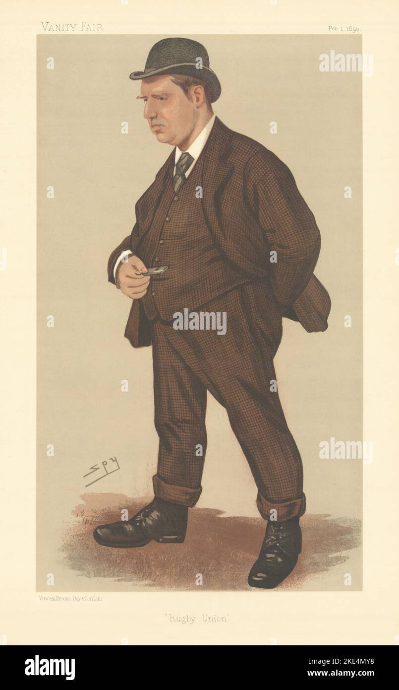 VANITY FAIR SPY CARTOON George Rowland Hill 'Rugby Union' 1890 old print Stock Photo