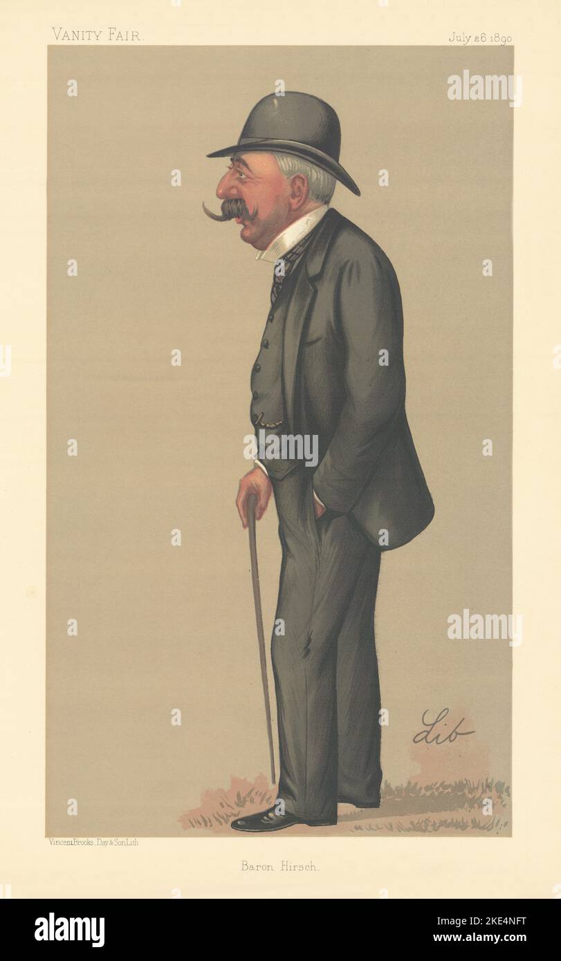 VANITY FAIR SPY CARTOON Maurice Baron Hirsch. German-Jewish philanthropist 1890 Stock Photo
