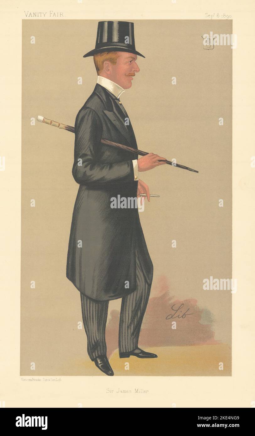 VANITY FAIR SPY CARTOON Sir James Percy Miller. Racing. By Lib 1890 old print Stock Photo