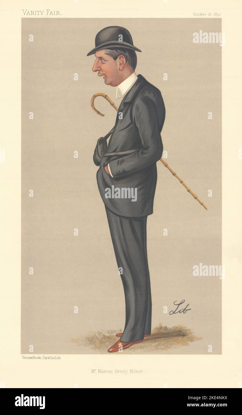 VANITY FAIR SPY CARTOON Mr Marcus Henry Milner. Finance. Lib 1890 old print Stock Photo