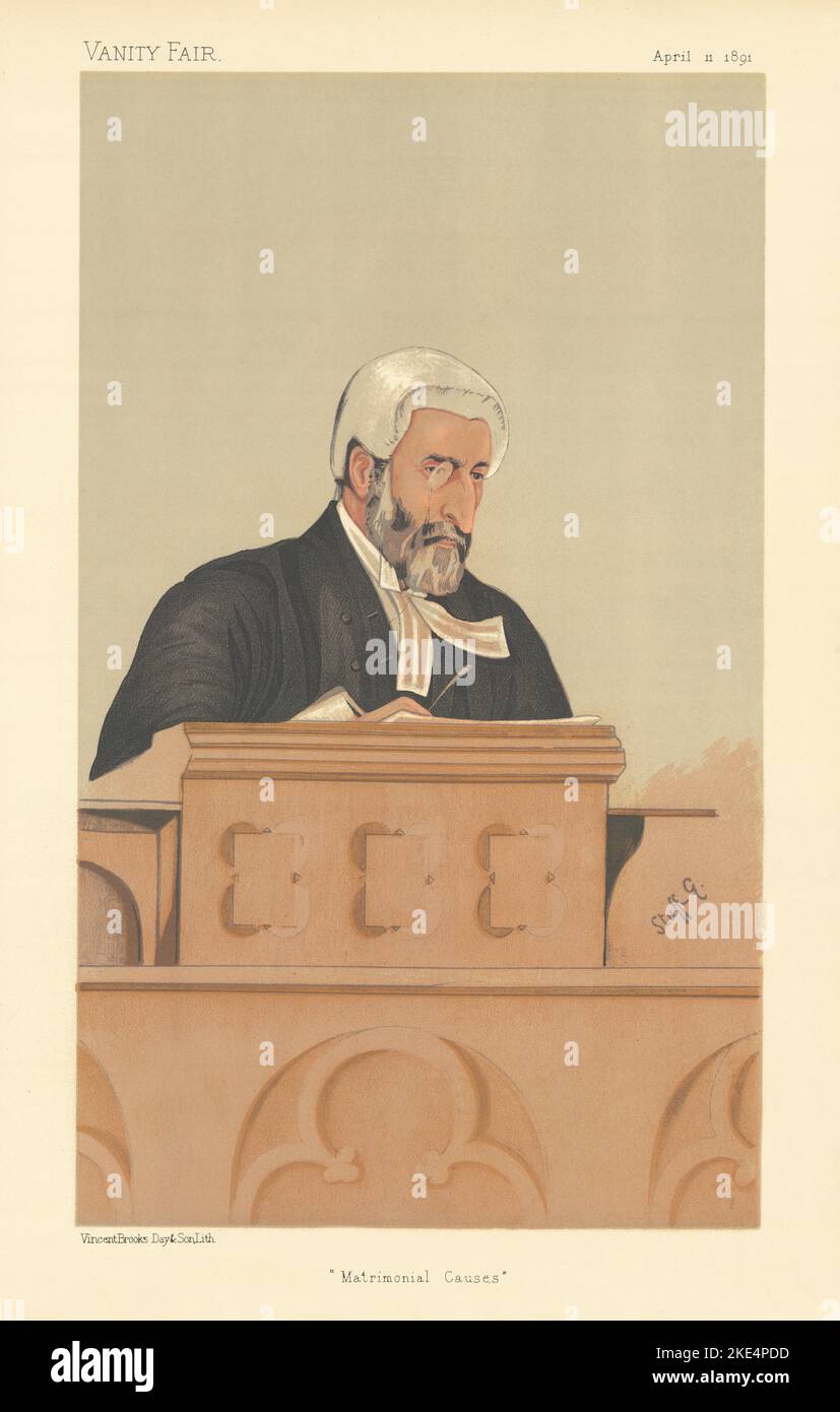 VANITY FAIR SPY CARTOON Sir Francis Henry Jeune 'Matrimonial Causes' Judge 1891 Stock Photo
