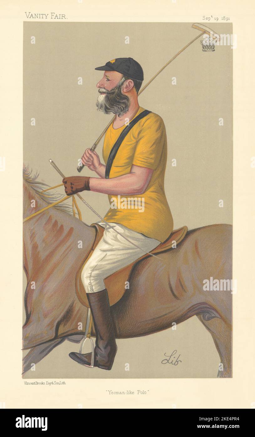 VANITY FAIR SPY CARTOON The Earl of Harrington 'Yeoman-like Polo' Lib 1891 Stock Photo