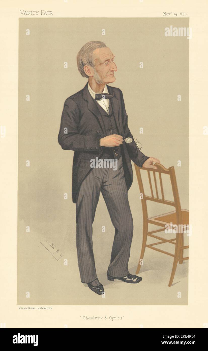 VANITY FAIR SPY CARTOON Prof John Hall Gladstone 'Chemistry & Optics' 1891 Stock Photo
