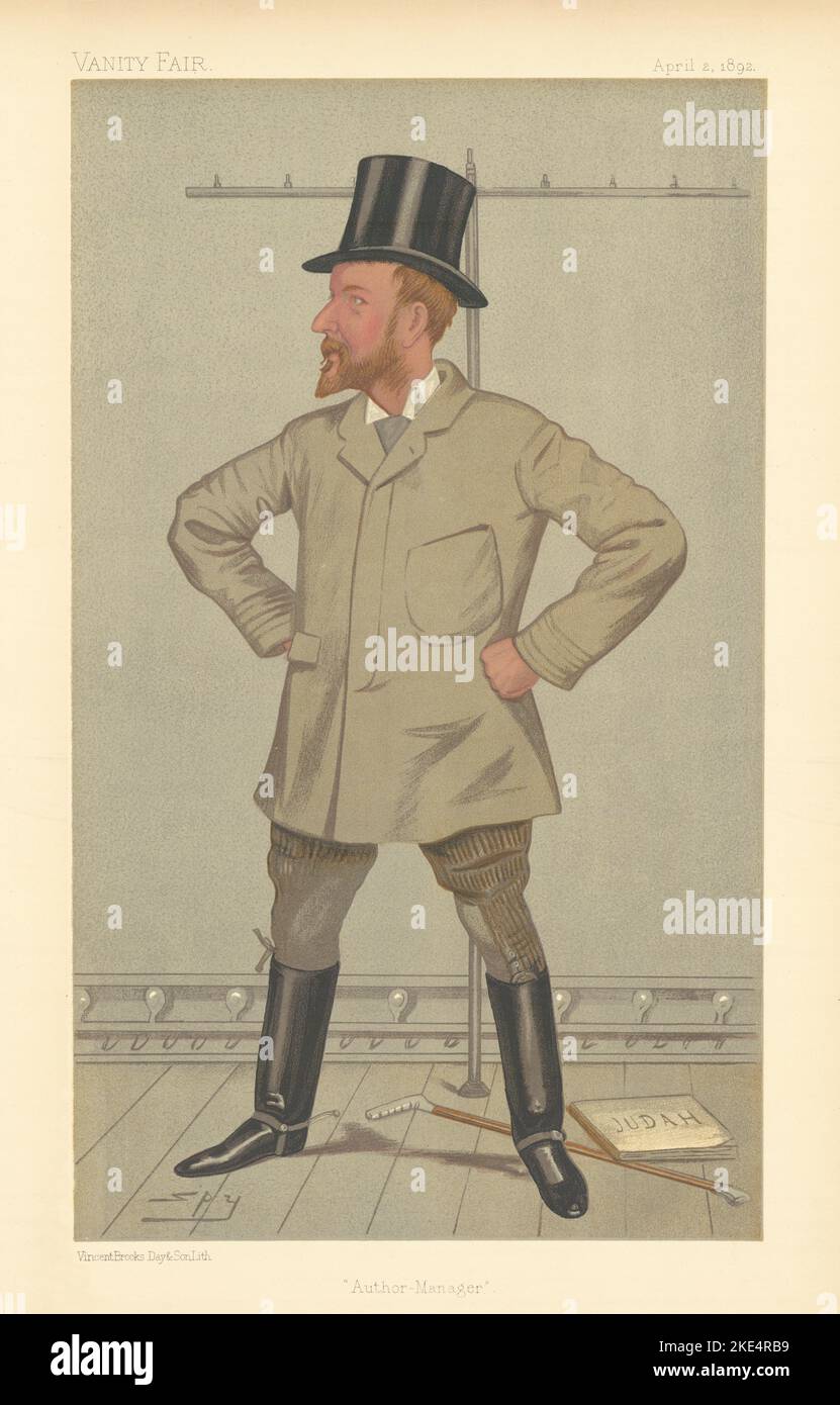 VANITY FAIR SPY CARTOON Henry Arthur Jones 'Author-Manager' Playwright 1892 Stock Photo