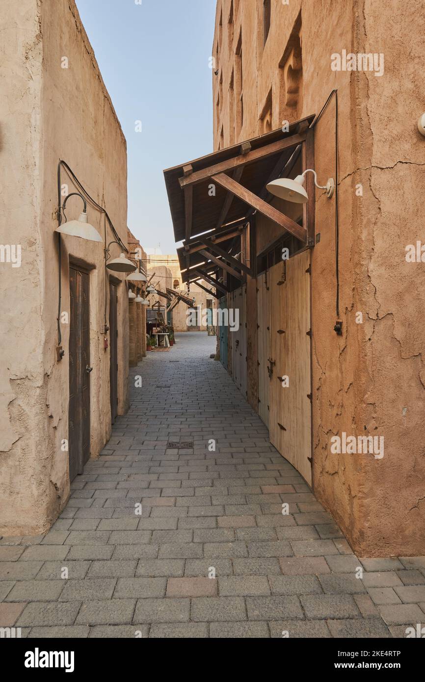 Old heritage passage at Al Seef, Dubai, UAE Stock Photo