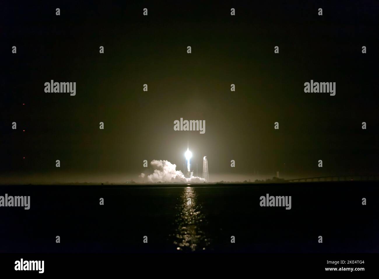 Cygnus NG-18 a few seconds after its lift-off from  Pad 0A at 5.27EST, at Wallops Island Flight Facility Stock Photo