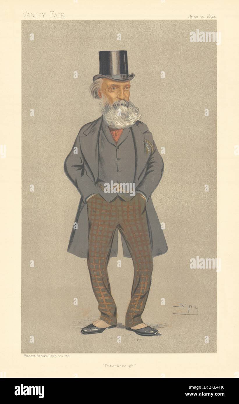 VANITY FAIR SPY CARTOON Alpheus Cleophas Morton 'Peterborough' 1893 old print Stock Photo