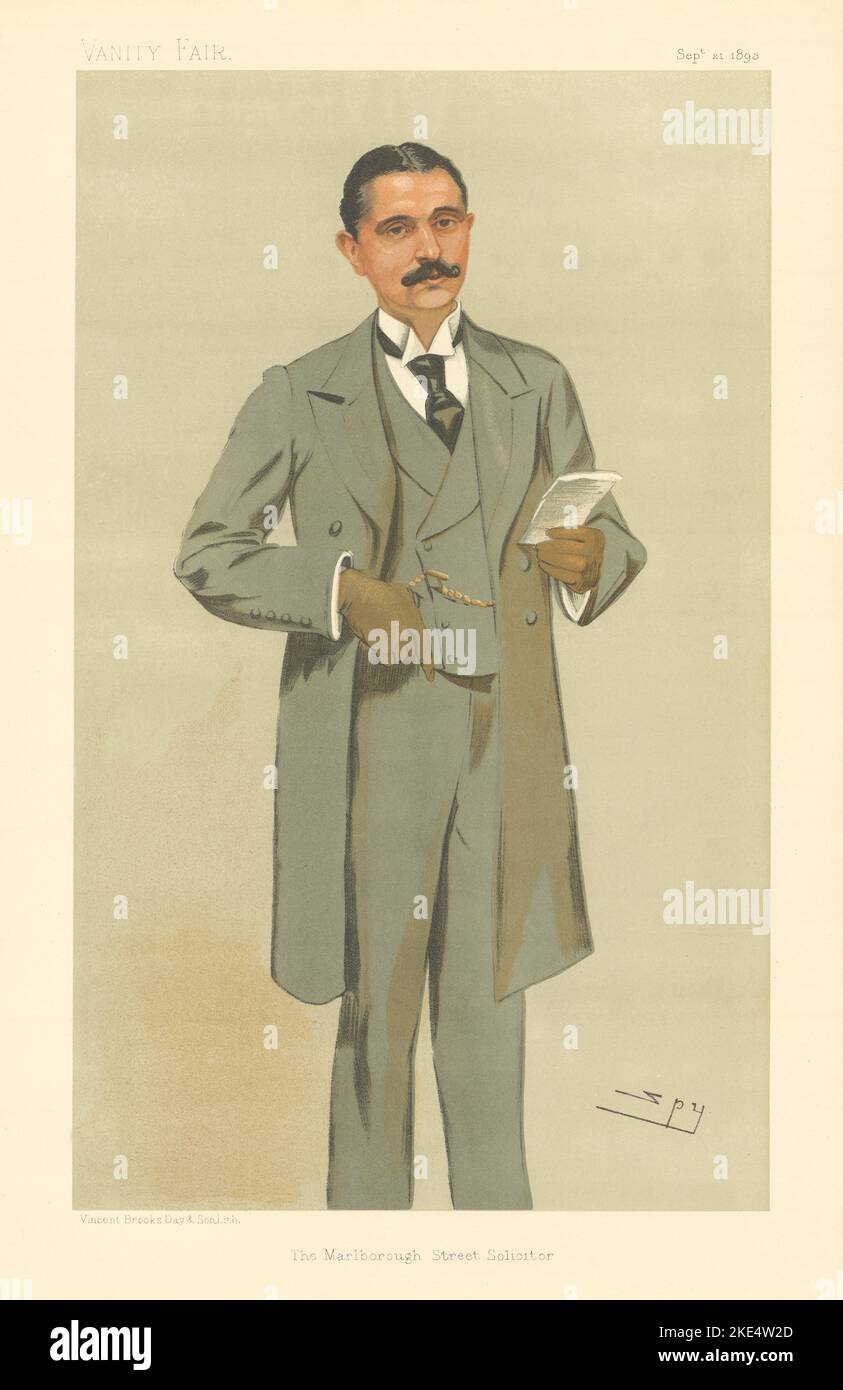 VANITY FAIR SPY CARTOON Arthur Newton 'The Marlborough Street Solicitor' 1893 Stock Photo