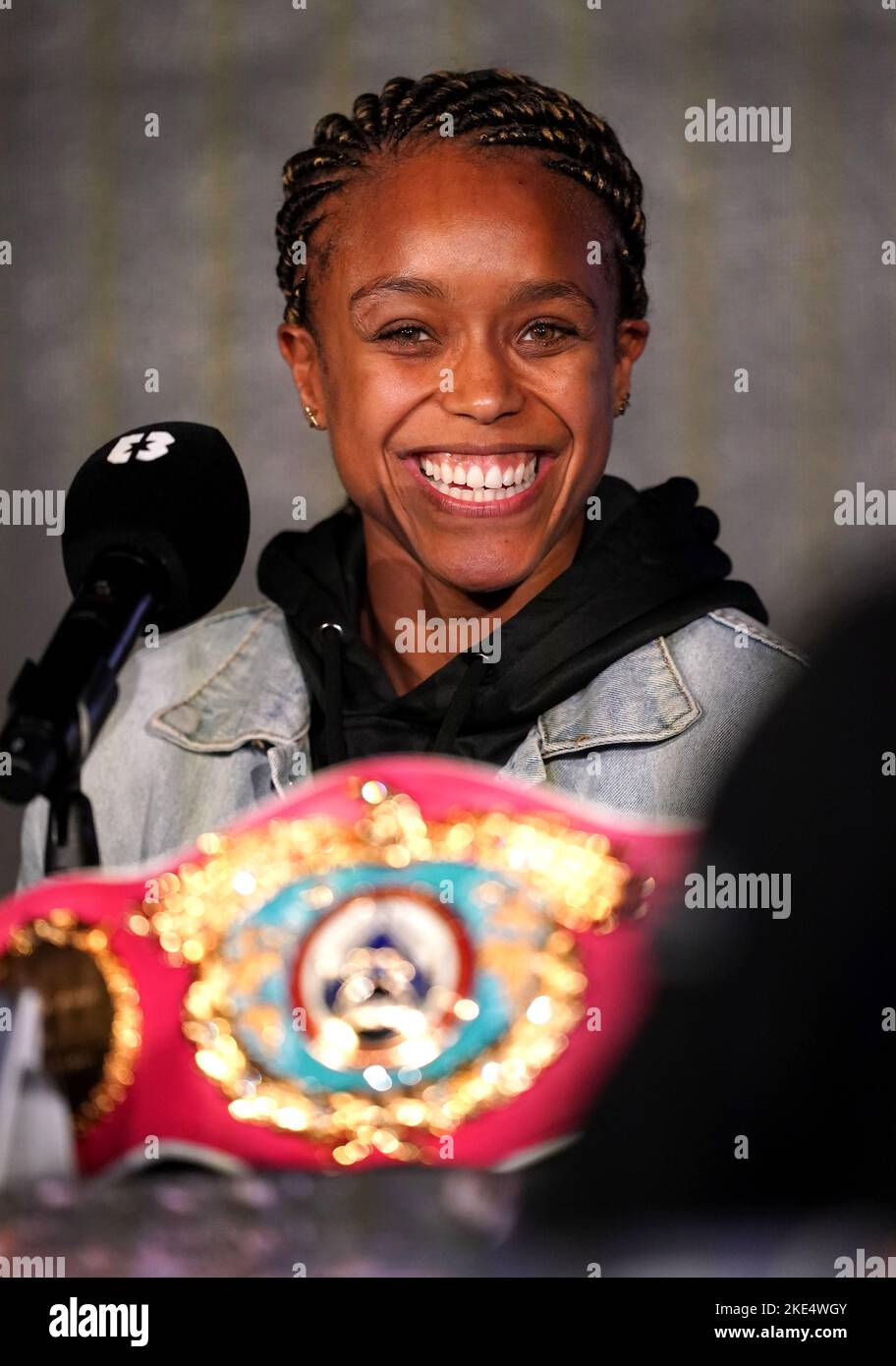 Boxer Natasha Jonas during a prefight press conference at the Love