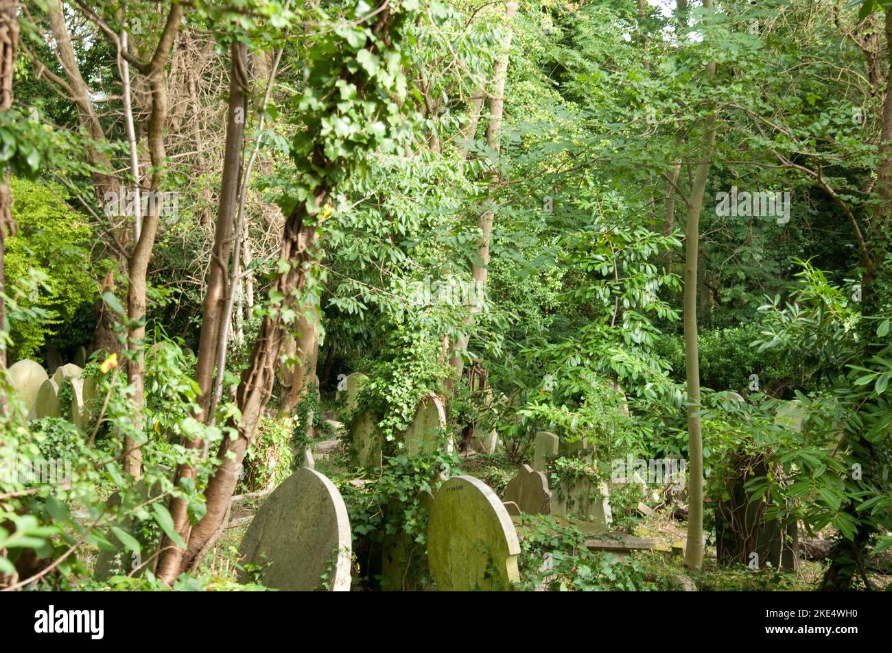 Tombstones, Highgate Cemetery, Highgate, London, UK. Opened in 1839 to