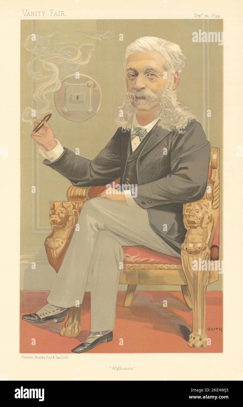 VANITY FAIR SPY CARTOON Baron A. James de Rothschild 'Alphonse' Finance 1894 Stock Photo