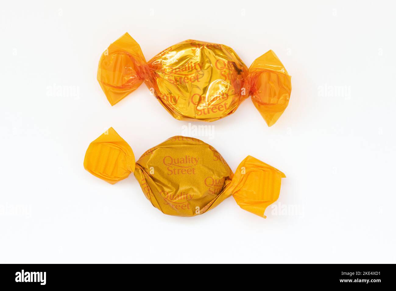 new Quality Street recyclable wax-based paper wrapper Stock Photo