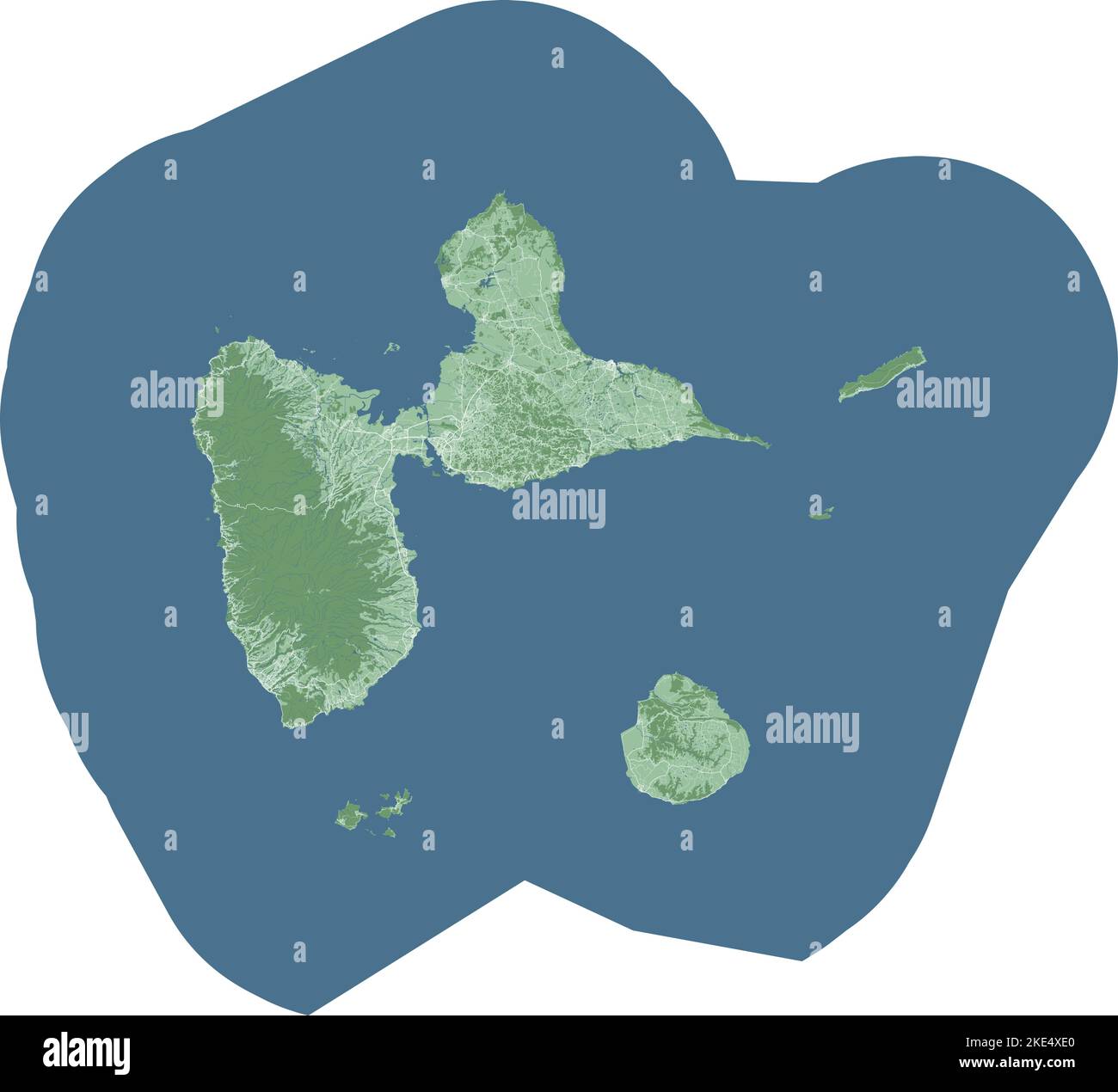 Guadeloupe map, Caribbean islands. Archipelago and overseas department
