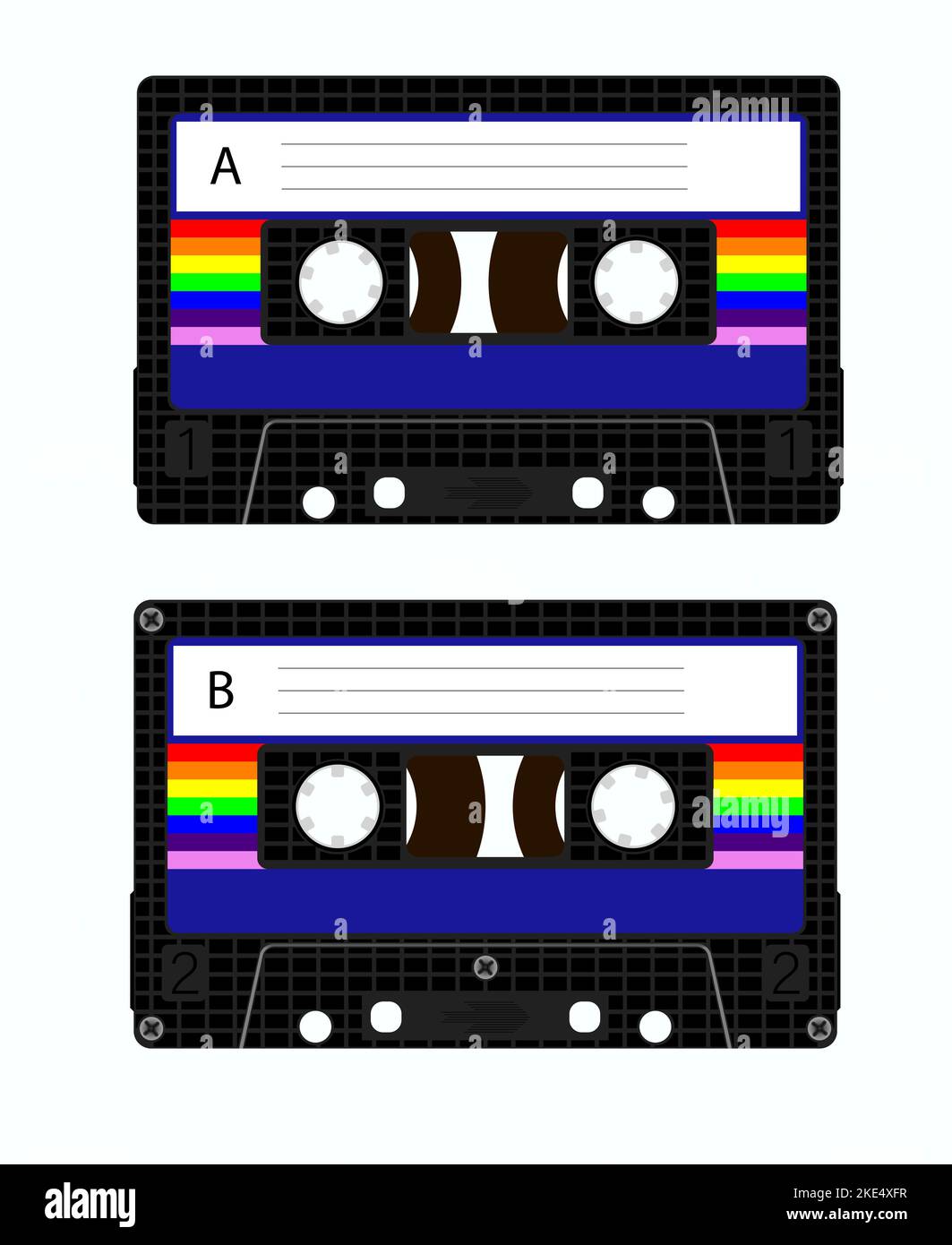 Cassette tape. Retro vintage cassette tape vector illustration on isolated white background. Stock Vector