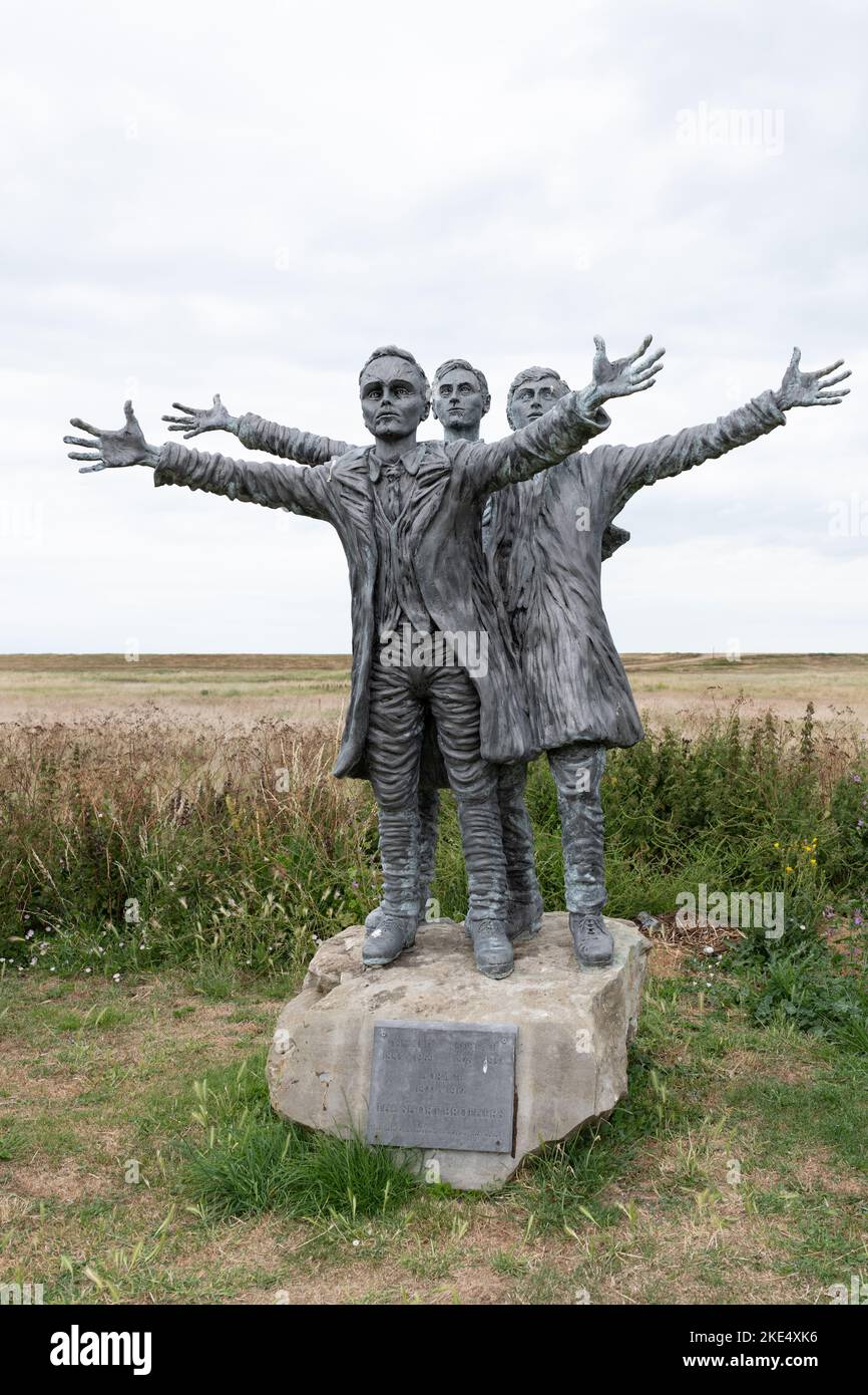 The Short Brothers statue, Leysdown on Sea, Sheerness, Isle of Sheppey, Kent, England, UK Stock Photo