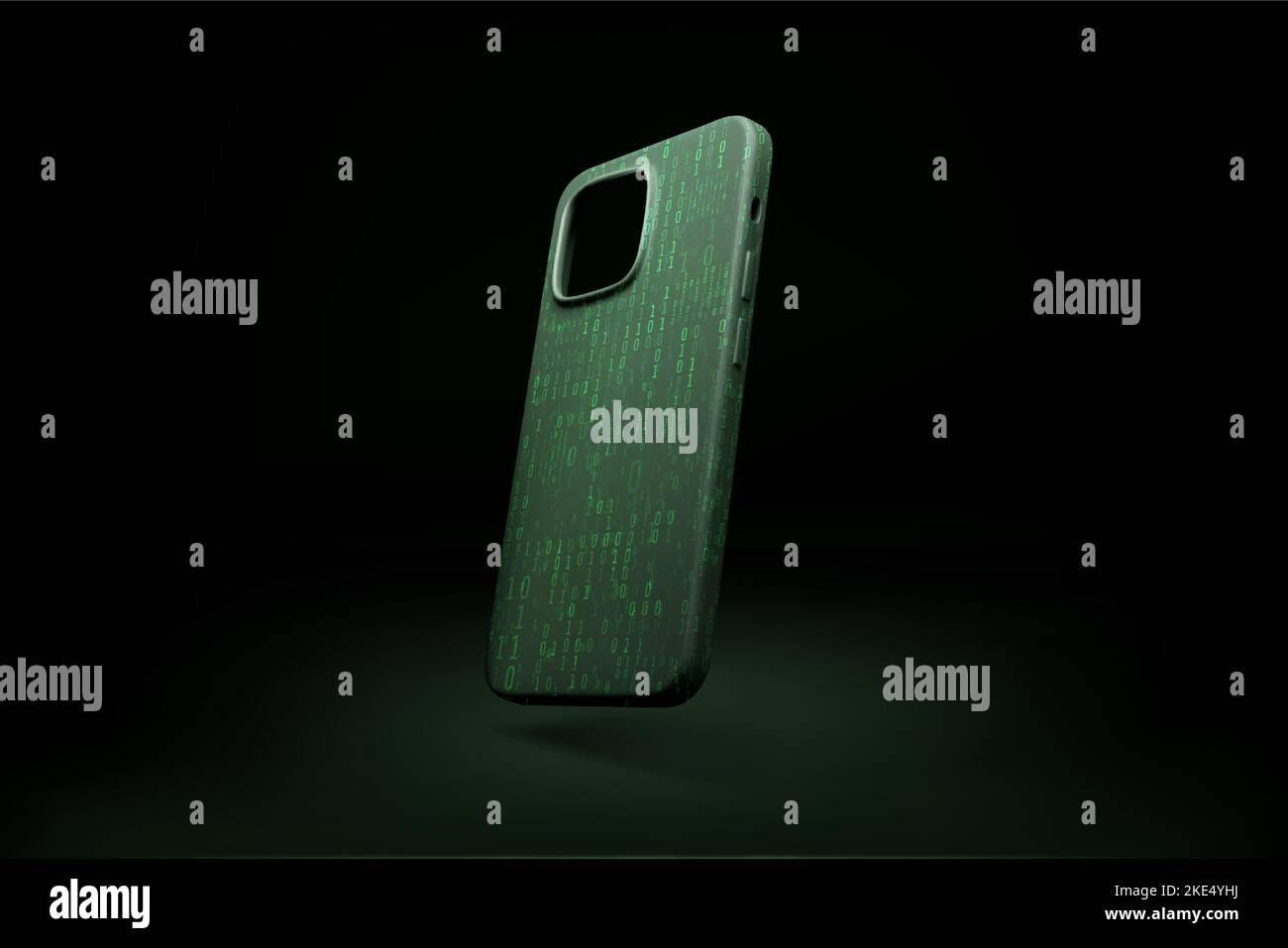 Mobile phone plastic case with binary code print. Template of sci fi futuristic cellphone case in matrix style. Vector illustration Stock Vector