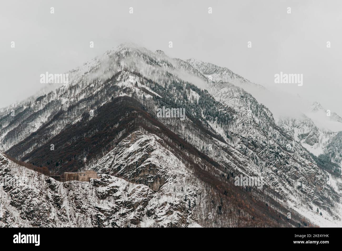 Snow-capped Maritime Alps, Cuneo, Piedmont, Italy Stock Photo