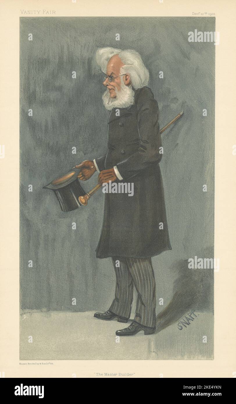 VANITY FAIR SPY CARTOON Henrik Ibsen 'The Master Builder'. Playwright 1901 Stock Photo