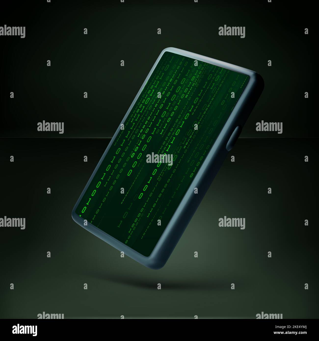 Mobile phone wallpaper. Digital binary data stream in matrix style. Software protection. Encryption information concept. Vector illustration Stock Vector