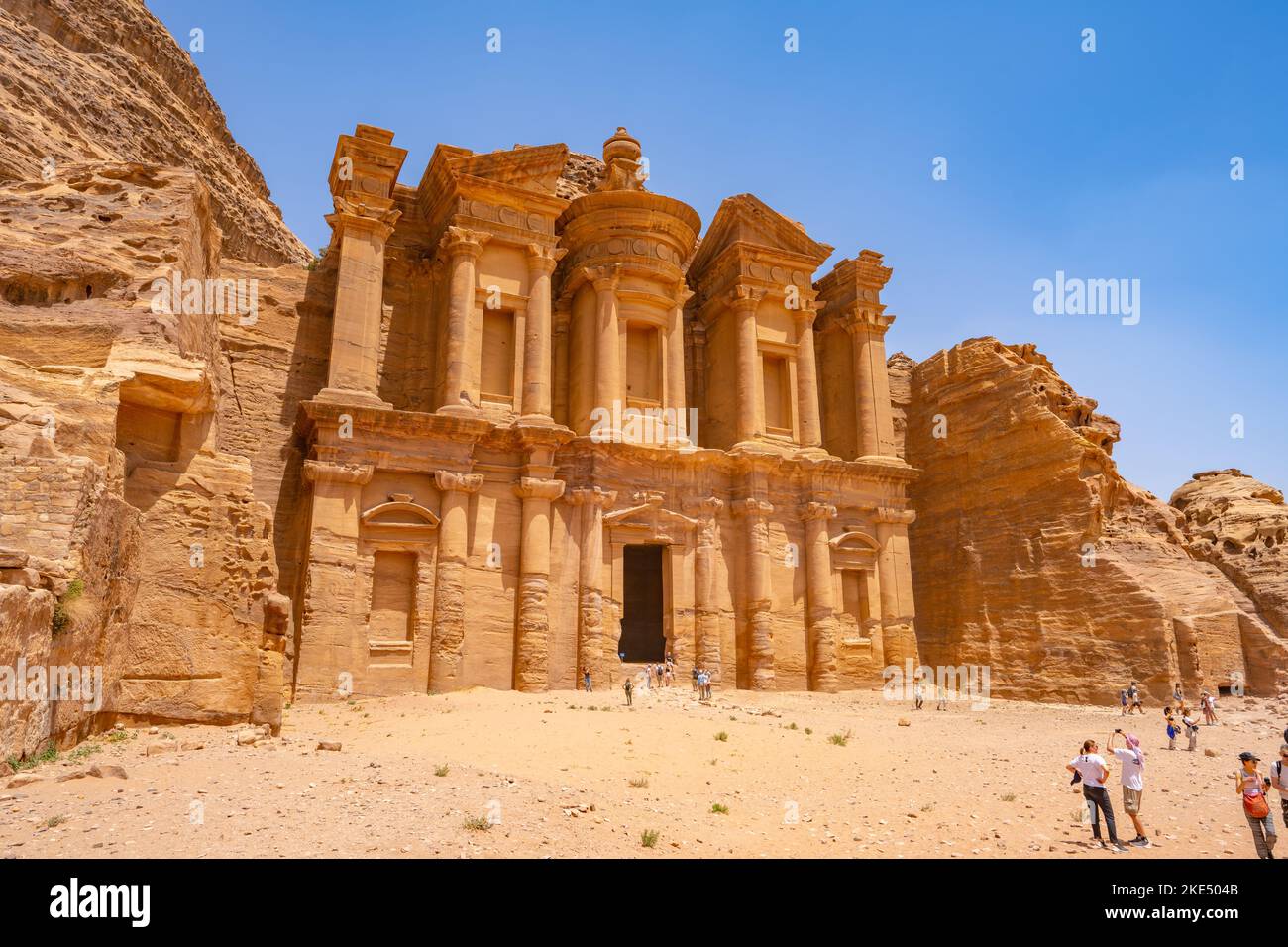 Ad-Deir , The Monastery carved from the rocks in Petra Jordan Stock Photo