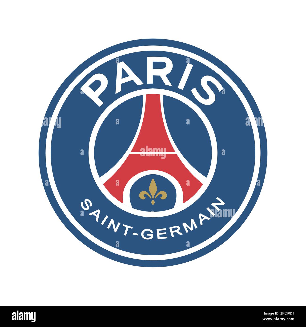 Paris Saint Germain Football Club Flag Waves Isolated in Plain and