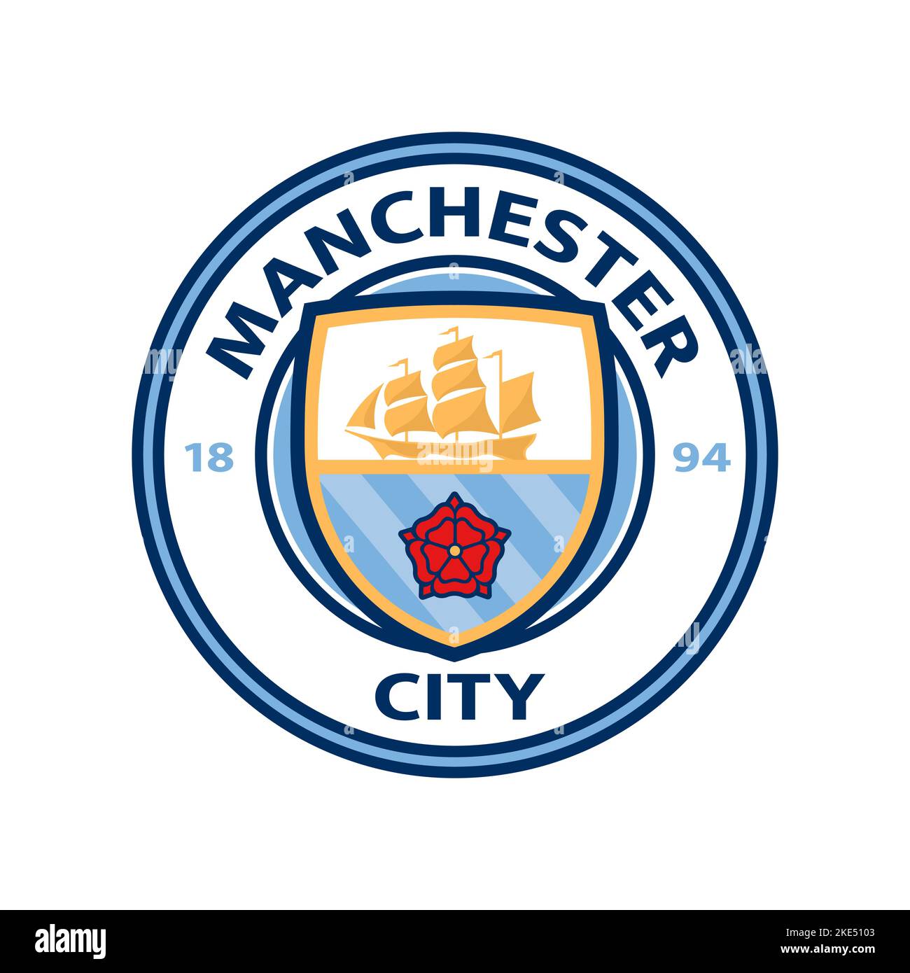 Vinnitsa, Ukraine - November 03, 2022: Football soccer Manchester City club icons. Vector editorial illustration Stock Vector