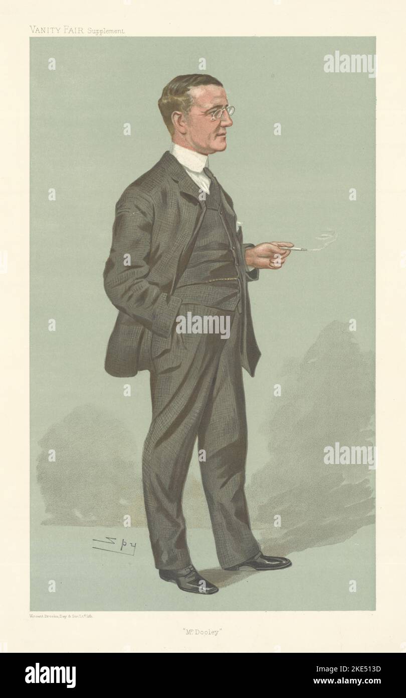VANITY FAIR SPY CARTOON Finlay Peter Dunne 'Mr Dooley' Humorist Journalist 1905 Stock Photo