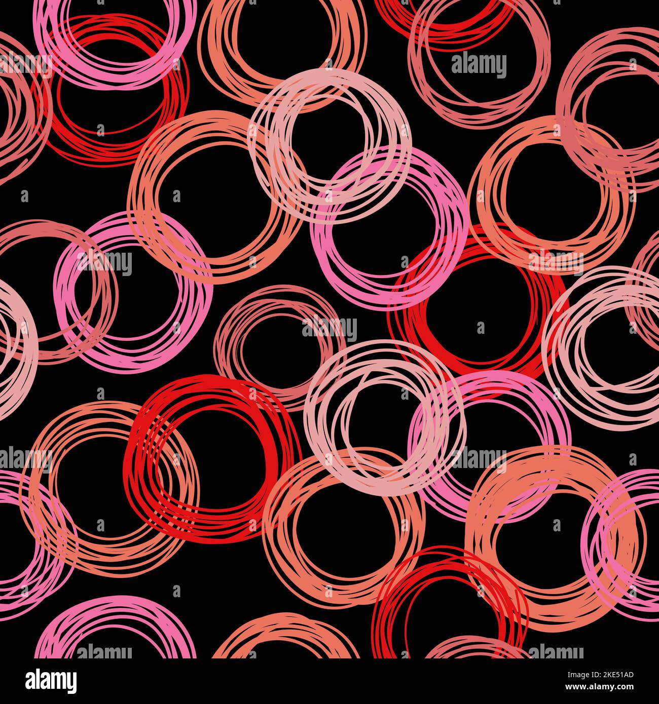 Pink and red hand drawn circles pattern. Seamless abstract background ...