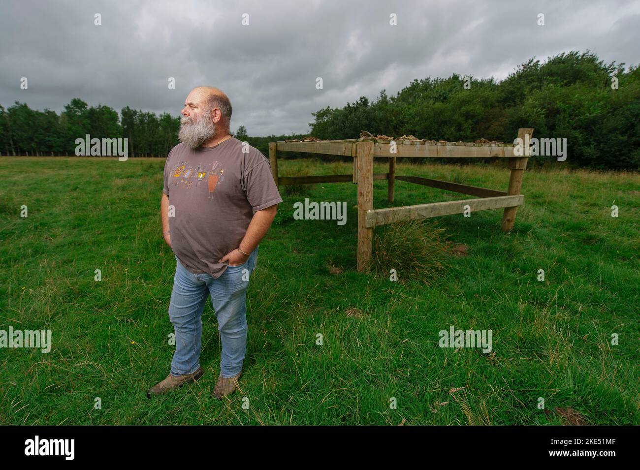 Picture By Jim Wileman - 13/08/21  Derek Gow pictured with a sky table, at Upcott Grange Farm, Broadwoodwidger, Devon. Stock Photo